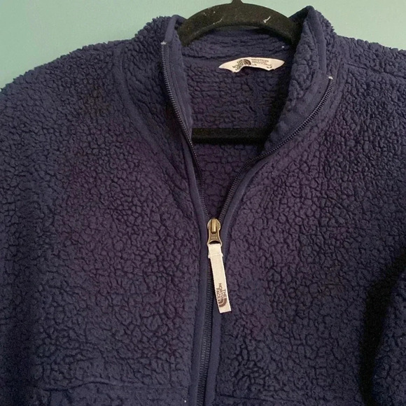 The North Face girls navy blue Sherpa zip up jacket - size large 14/16 - Picture 5 of 6
